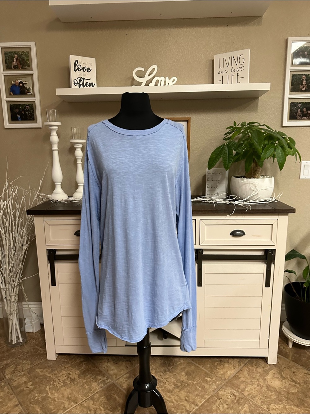 We The Free Sky Blue Long Sleeve Tee